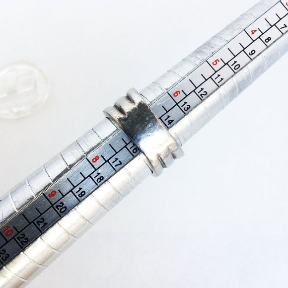 Silver and Black Stone Ring Signed CA Sterling 925 Minimalist Geometric Size 7 - Picture 5 of 5